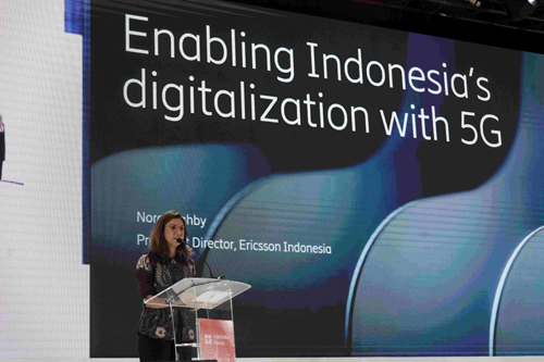 Nora Wahby, President Director Ericsson Indonesia, memberikan keynote speech pada Indotelko Forum 2026. foto dok. ericsson