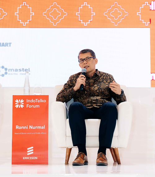 Ronni Nurmal, Head of Government and Industry Relations Ericsson Indonesia, dalam sesi panel diskusi pada IndoTelko Forum 2026. foto dok. ericsson