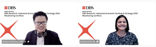 foto dok. (Ki - Ka) William Simadiputra - Head of Research Indonesia DBS Group Research bersama Radhika Rao - Senior Economist DBS Bank